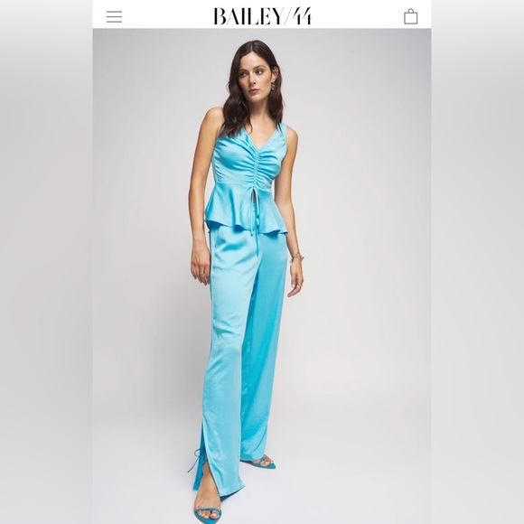 Revolve Thurid Shirred Peplum Hem Top in Aqua from Bailey 44 🦋 - Picture 4 of 8